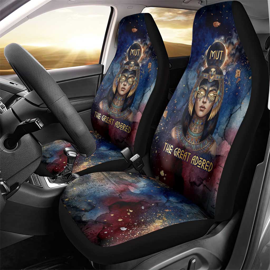 Mut Car Seat Cover The Lioness of Thebes Egyptian Goddess Cosmic Crown Adorned Warrior Queen Design