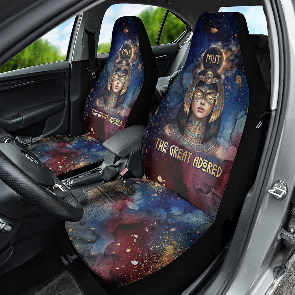 Mut Car Seat Cover The Lioness of Thebes Egyptian Goddess Cosmic Crown Adorned Warrior Queen Design