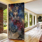 Mut Door Cover The Lioness of Thebes Egyptian Goddess Cosmic Crown Adorned Warrior Queen Design