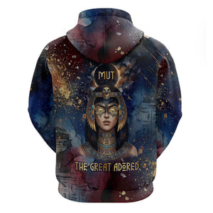 Mut Hoodie The Lioness of Thebes Egyptian Goddess Cosmic Crown Adorned Warrior Queen Design
