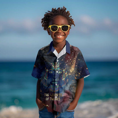 Mut Kid Hawaiian Shirt The Lioness of Thebes Egyptian Goddess Cosmic Crown Adorned Warrior Queen Design