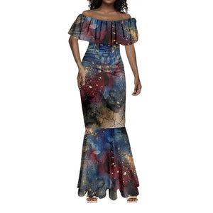Mut Mermaid Dress The Lioness of Thebes Egyptian Goddess Cosmic Crown Adorned Warrior Queen Design