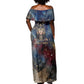 Mut Off Shoulder Maxi Dress The Lioness of Thebes Egyptian Goddess Cosmic Crown Adorned Warrior Queen Design