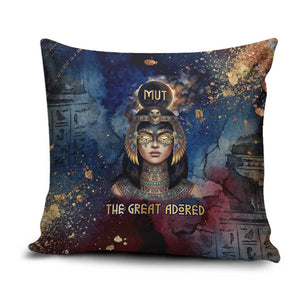 Mut Pillow Cover The Lioness of Thebes Egyptian Goddess Cosmic Crown Adorned Warrior Queen Design