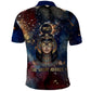 Mut Polo Shirt The Lioness of Thebes Egyptian Goddess Cosmic Crown Adorned Warrior Queen Design