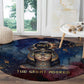 Mut Round Carpet The Lioness of Thebes Egyptian Goddess Cosmic Crown Adorned Warrior Queen Design