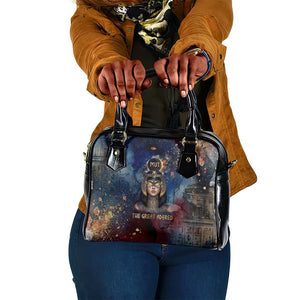 Mut Shoulder Handbag The Lioness of Thebes Egyptian Goddess Cosmic Crown Adorned Warrior Queen Design