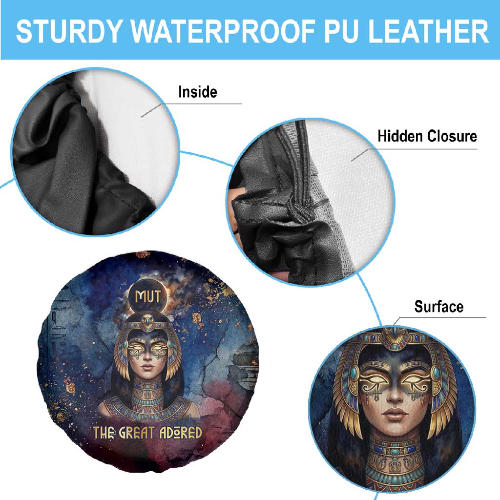 Mut Spare Tire Cover The Lioness of Thebes Egyptian Goddess Cosmic Crown Adorned Warrior Queen Design
