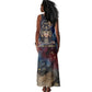 Mut Tank Maxi Dress The Lioness of Thebes Egyptian Goddess Cosmic Crown Adorned Warrior Queen Design