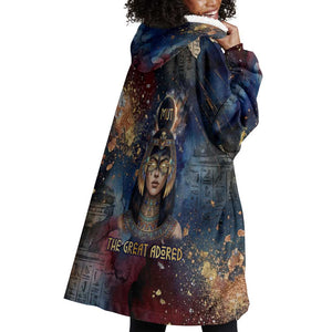 Mut Wearable Blanket Hoodie The Lioness of Thebes Egyptian Goddess Cosmic Crown Adorned Warrior Queen Design