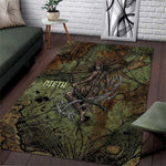 Neith Egyptian Area Rug War Goddess Terrifying One Dual Spears and Shield Battle Worn