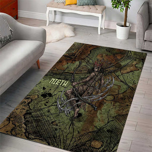 Neith Egyptian Area Rug War Goddess Terrifying One Dual Spears and Shield Battle Worn