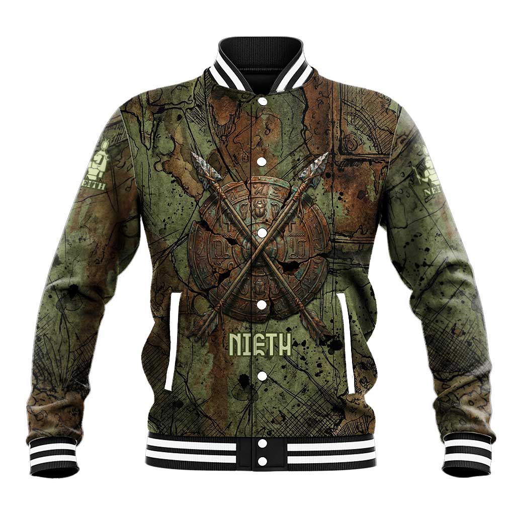 Neith Egyptian Baseball Jacket War Goddess Terrifying One Dual Spears and Shield Battle Worn