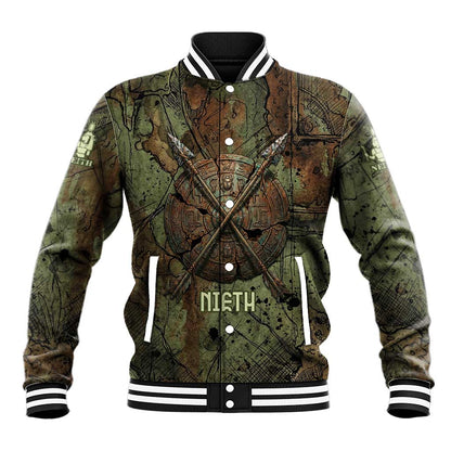 Neith Egyptian Baseball Jacket War Goddess Terrifying One Dual Spears and Shield Battle Worn