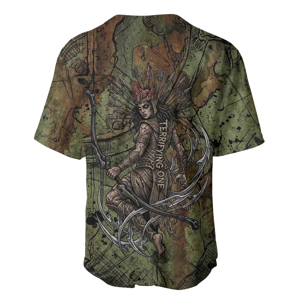 Neith Egyptian Baseball Jersey War Goddess Terrifying One Dual Spears and Shield Battle Worn
