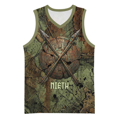 Neith Egyptian Basketball Jersey War Goddess Terrifying One Dual Spears and Shield Battle Worn