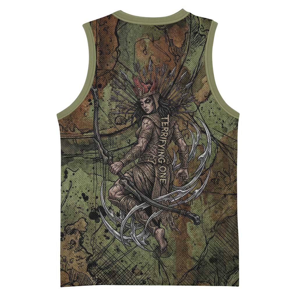 Neith Egyptian Basketball Jersey War Goddess Terrifying One Dual Spears and Shield Battle Worn