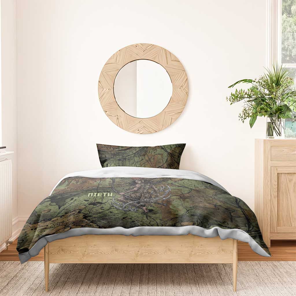 Neith Egyptian Bedding Set War Goddess Terrifying One Dual Spears and Shield Battle Worn