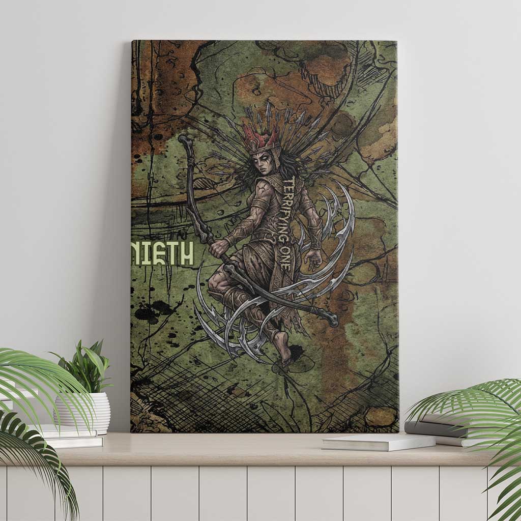 Neith Egyptian Canvas Wall Art War Goddess Terrifying One Dual Spears and Shield Battle Worn