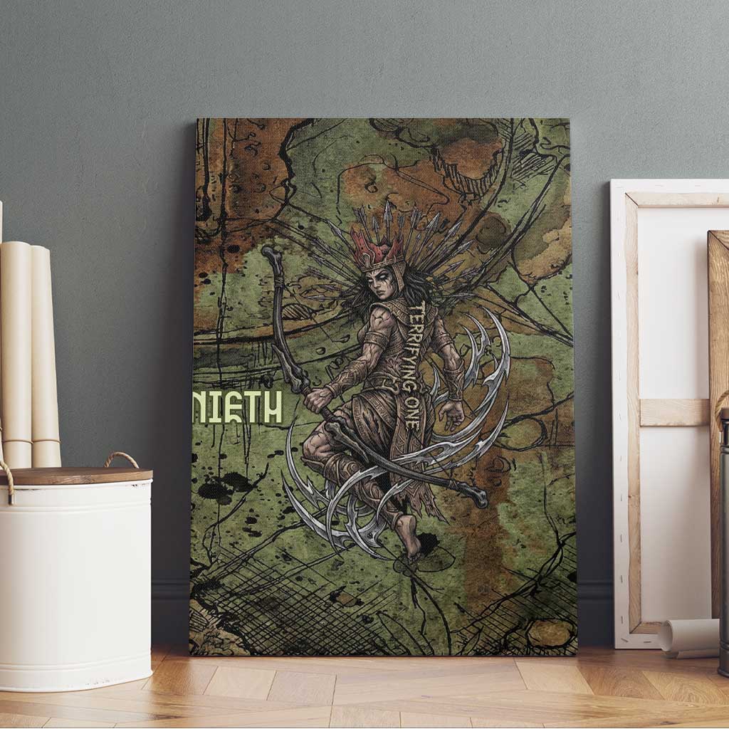 Neith Egyptian Canvas Wall Art War Goddess Terrifying One Dual Spears and Shield Battle Worn