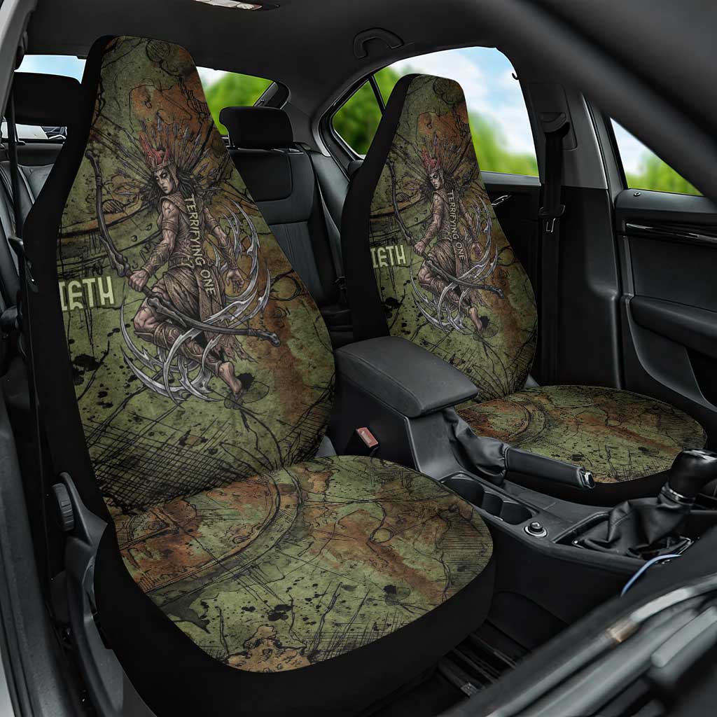 Neith Egyptian Car Seat Cover War Goddess Terrifying One Dual Spears and Shield Battle Worn