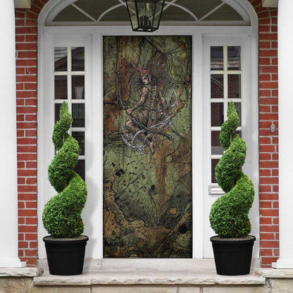 Neith Egyptian Door Cover War Goddess Terrifying One Dual Spears and Shield Battle Worn