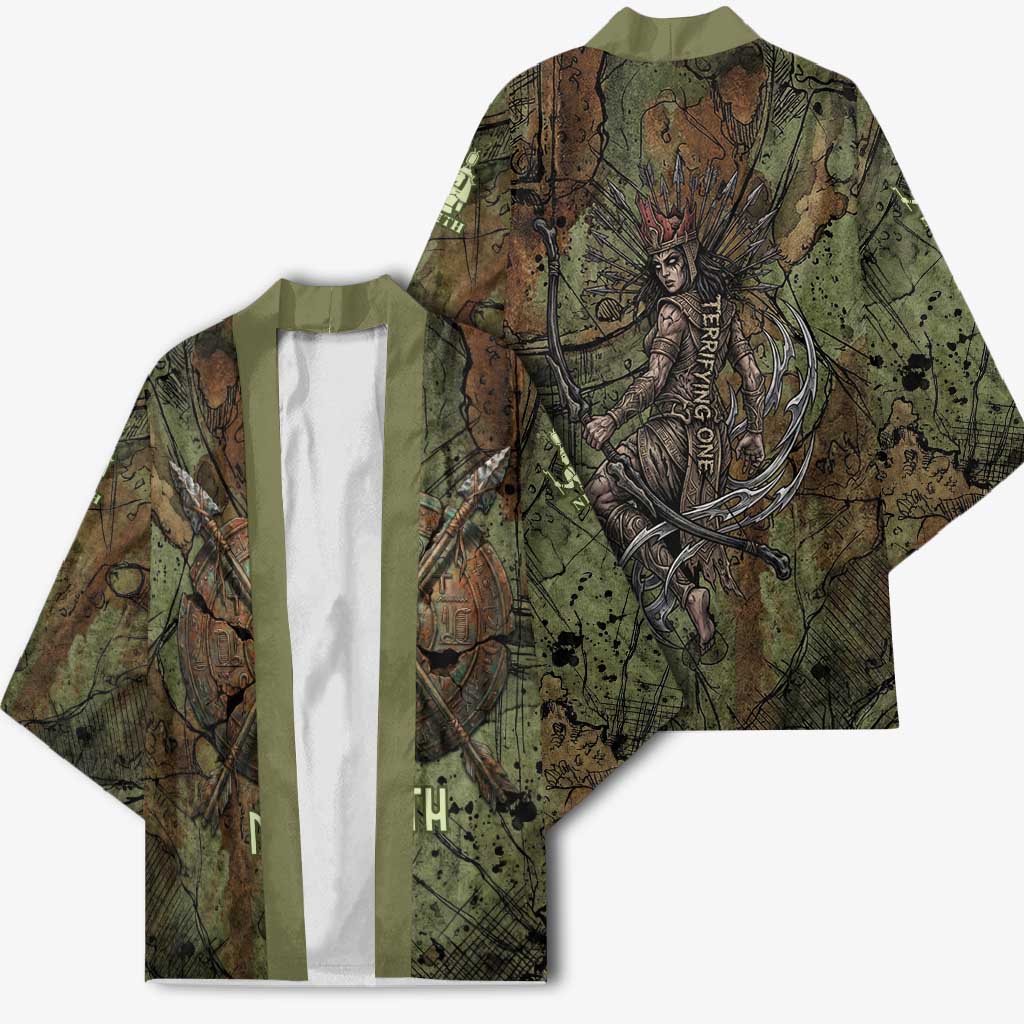 Neith Egyptian Kimono War Goddess Terrifying One Dual Spears and Shield Battle Worn