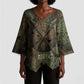 Neith Egyptian Kimono Sleeve Blouse War Goddess Terrifying One Dual Spears and Shield Battle Worn