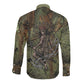 Neith Egyptian Long Sleeve Button Shirt War Goddess Terrifying One Dual Spears and Shield Battle Worn
