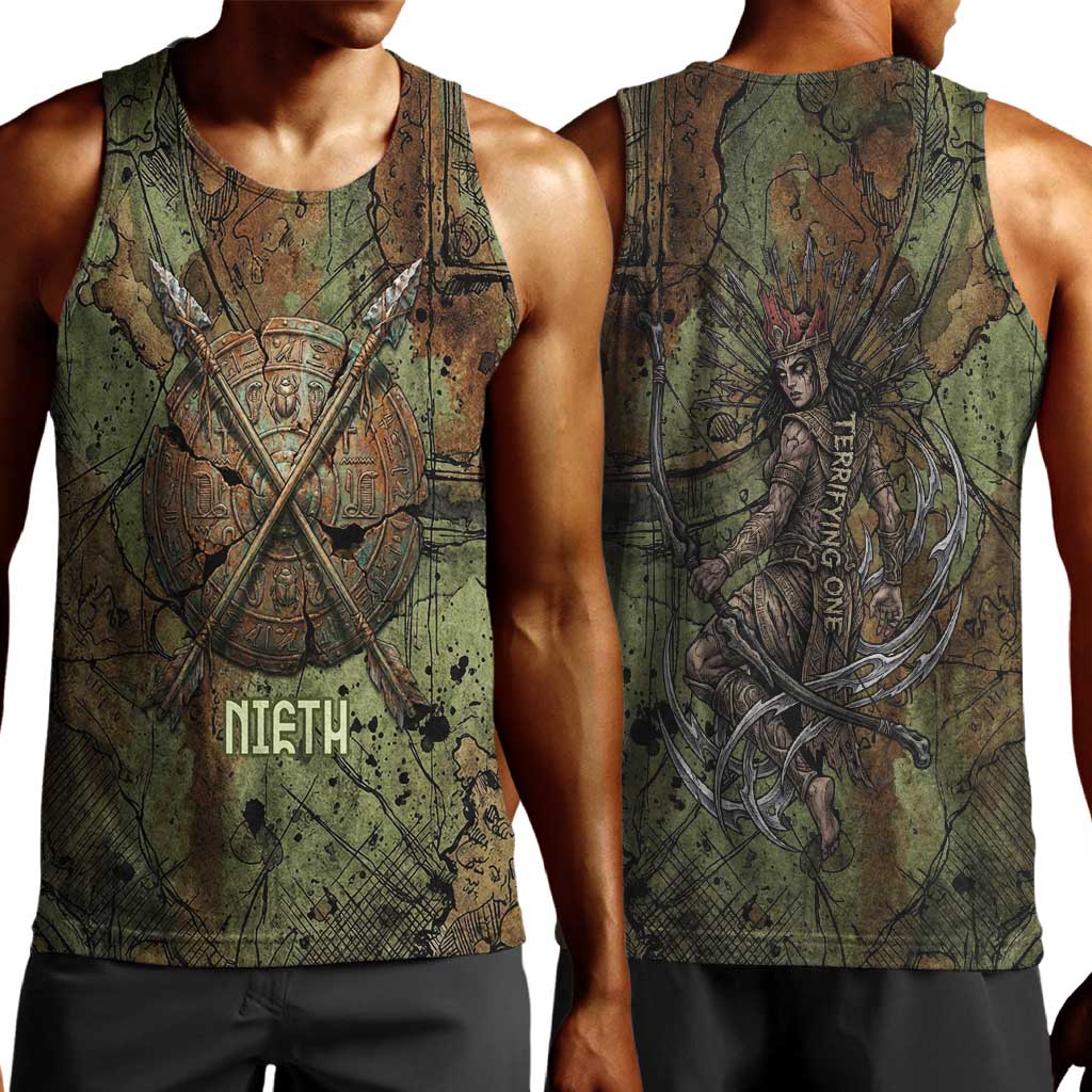 Neith Egyptian Men Tank Top War Goddess Terrifying One Dual Spears and Shield Battle Worn