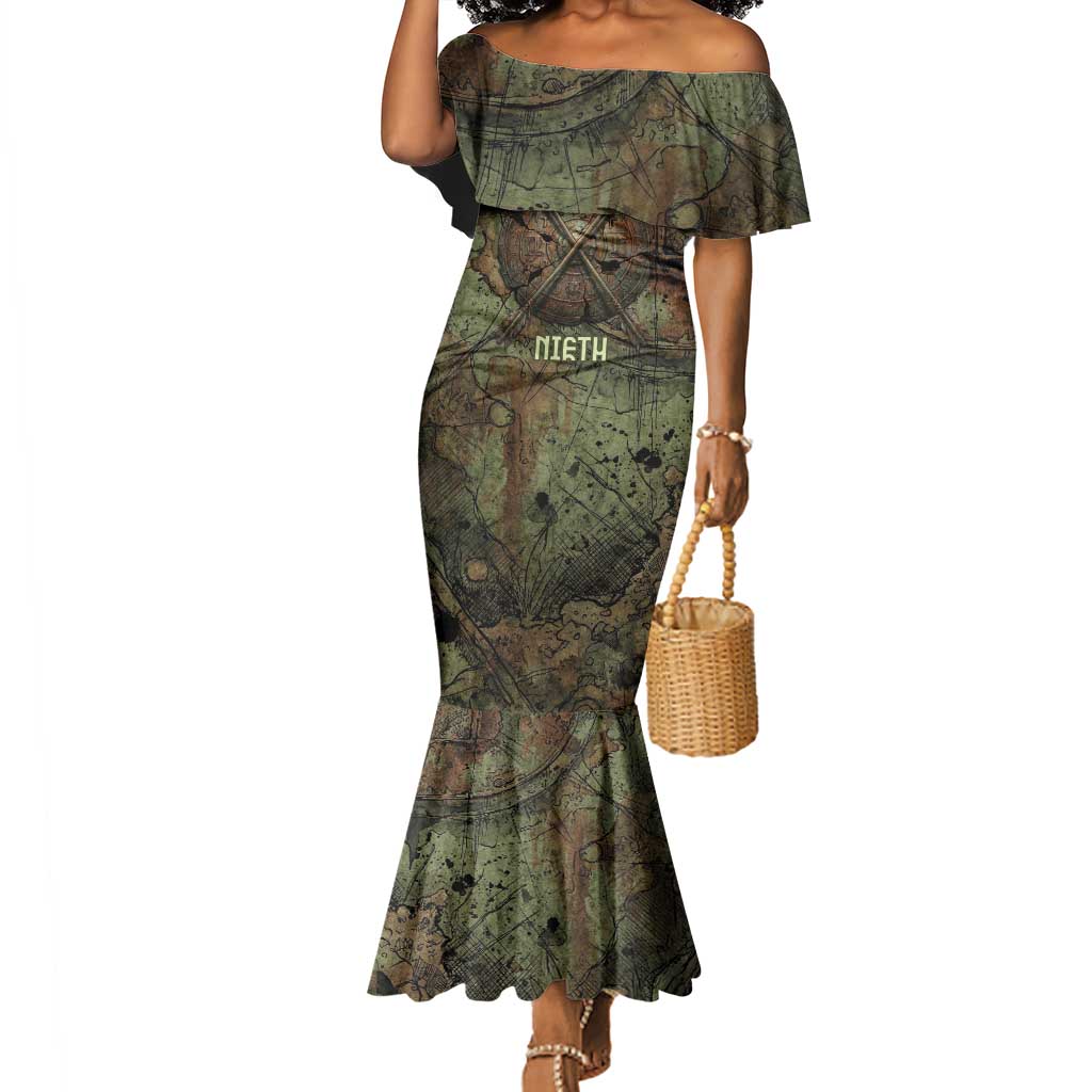 Neith Egyptian Mermaid Dress War Goddess Terrifying One Dual Spears and Shield Battle Worn
