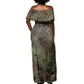 Neith Egyptian Off Shoulder Maxi Dress War Goddess Terrifying One Dual Spears and Shield Battle Worn