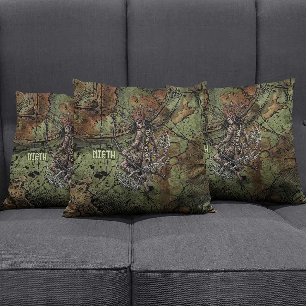 Neith Egyptian Pillow Cover War Goddess Terrifying One Dual Spears and Shield Battle Worn