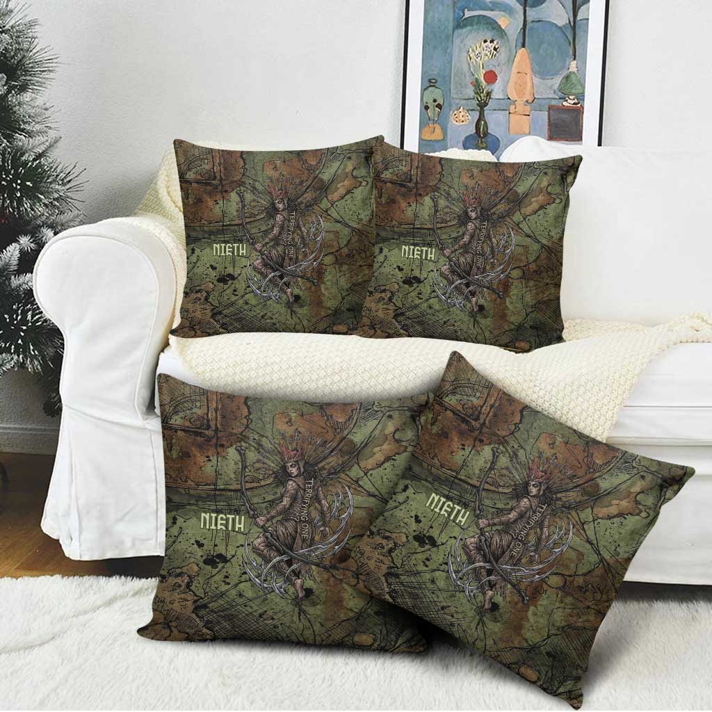 Neith Egyptian Pillow Cover War Goddess Terrifying One Dual Spears and Shield Battle Worn