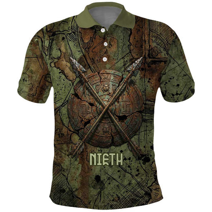 Neith Egyptian Polo Shirt War Goddess Terrifying One Dual Spears and Shield Battle Worn