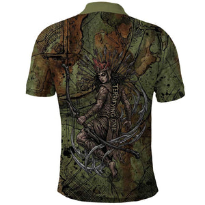 Neith Egyptian Polo Shirt War Goddess Terrifying One Dual Spears and Shield Battle Worn