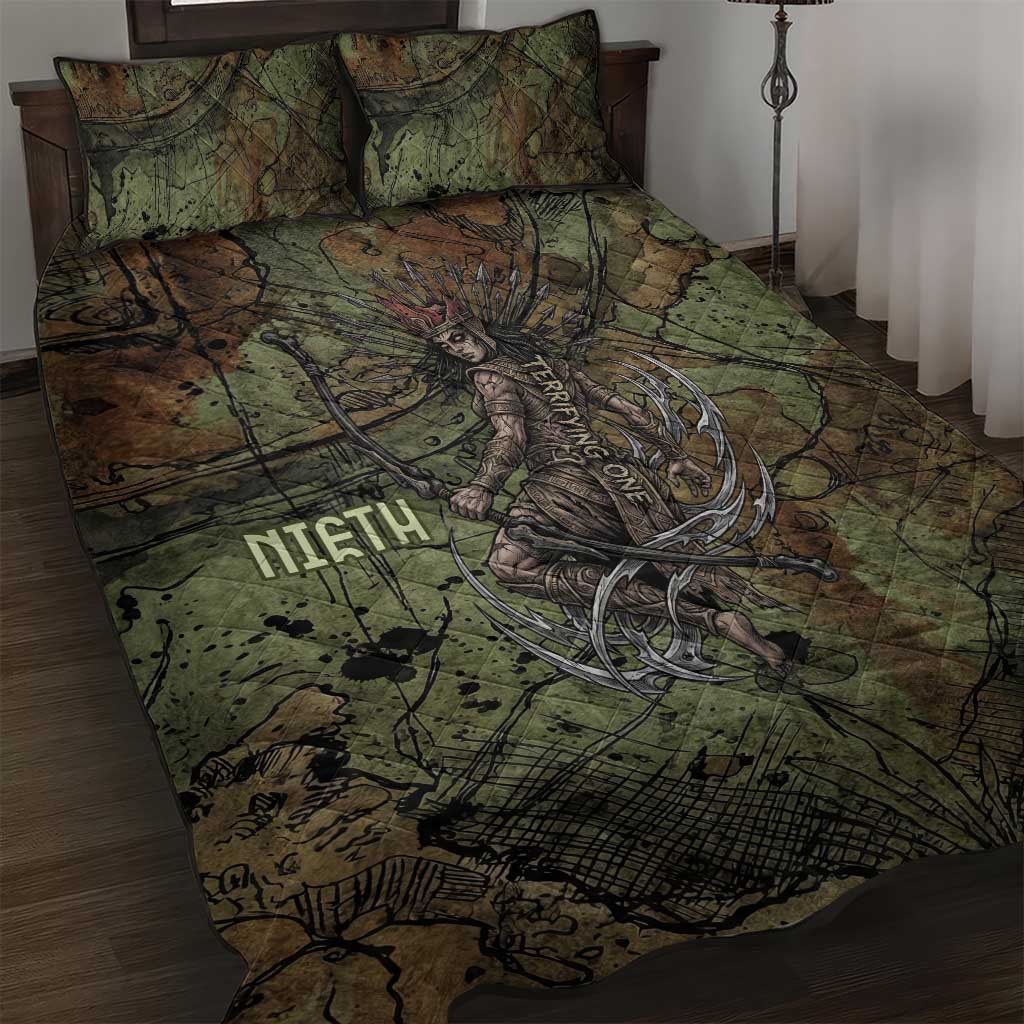 Neith Egyptian Quilt Bed Set War Goddess Terrifying One Dual Spears and Shield Battle Worn
