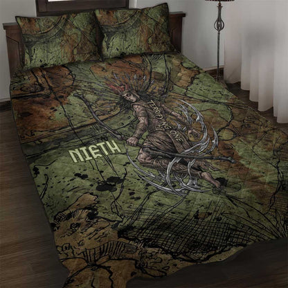 Neith Egyptian Quilt Bed Set War Goddess Terrifying One Dual Spears and Shield Battle Worn