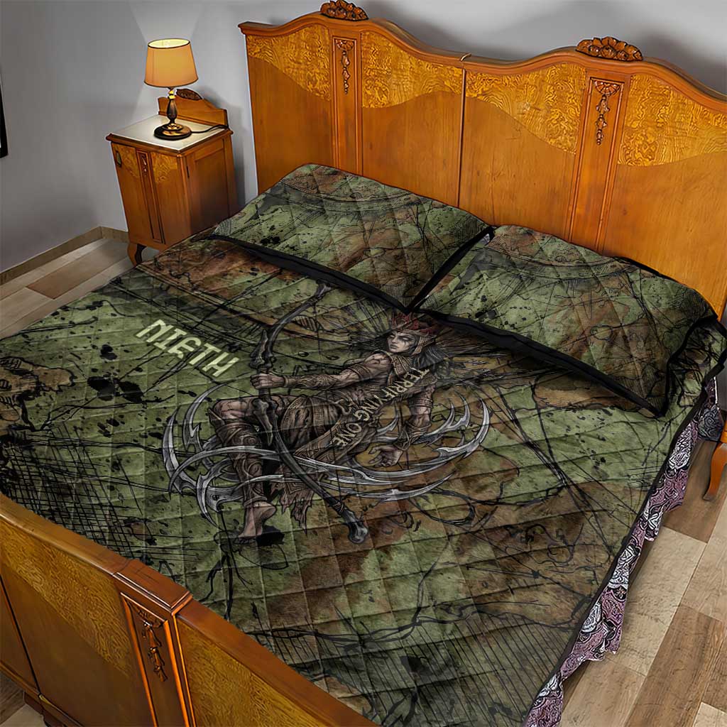Neith Egyptian Quilt Bed Set War Goddess Terrifying One Dual Spears and Shield Battle Worn