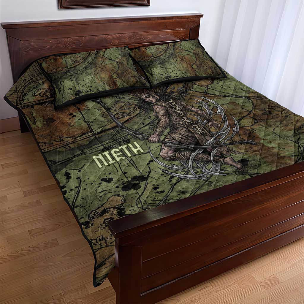 Neith Egyptian Quilt Bed Set War Goddess Terrifying One Dual Spears and Shield Battle Worn