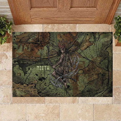 Neith Egyptian Rubber Doormat War Goddess Terrifying One Dual Spears and Shield Battle Worn