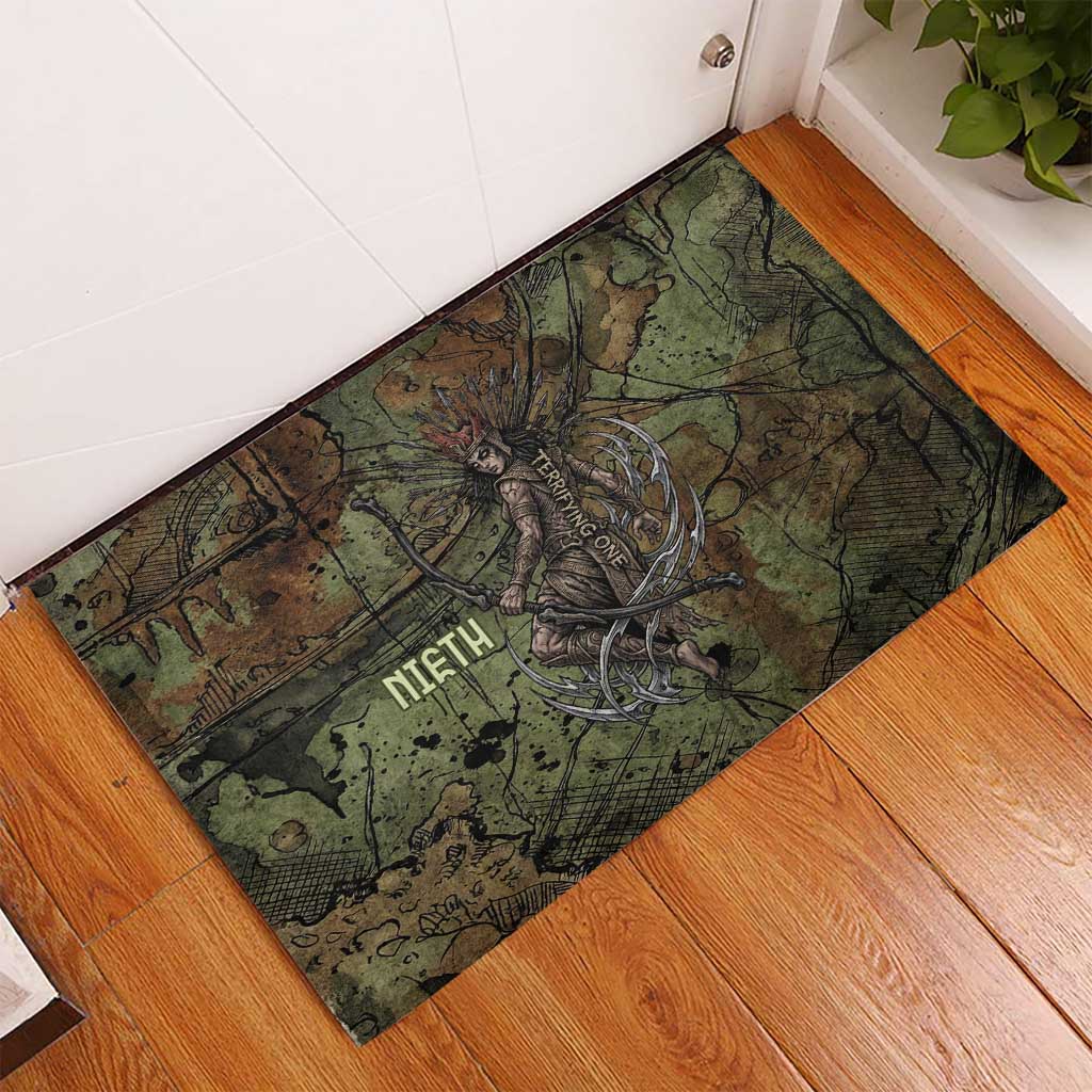 Neith Egyptian Rubber Doormat War Goddess Terrifying One Dual Spears and Shield Battle Worn