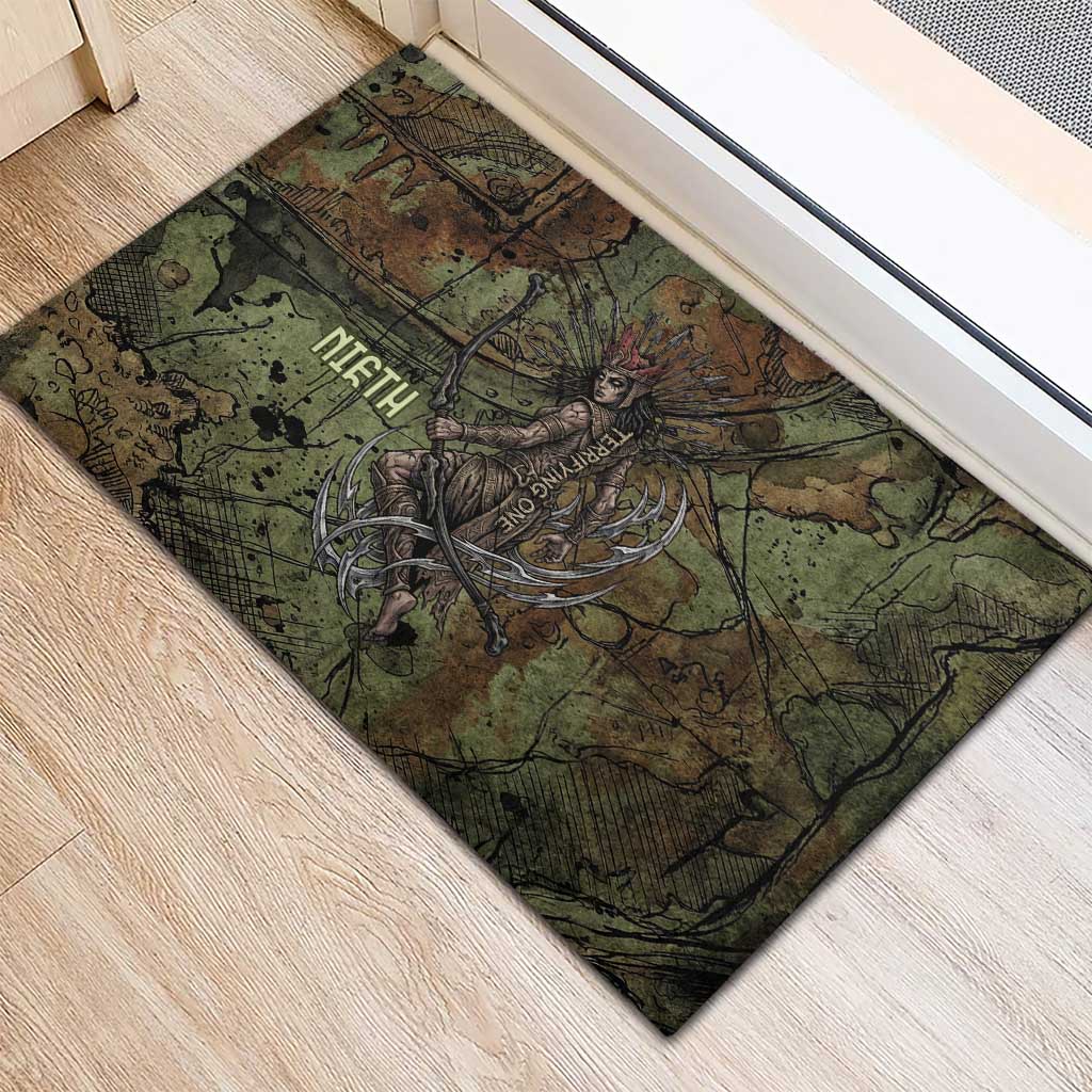 Neith Egyptian Rubber Doormat War Goddess Terrifying One Dual Spears and Shield Battle Worn