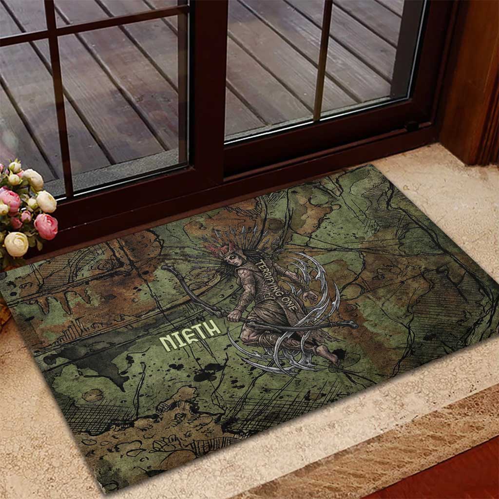 Neith Egyptian Rubber Doormat War Goddess Terrifying One Dual Spears and Shield Battle Worn