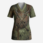 Neith Egyptian Scrub Top War Goddess Terrifying One Dual Spears and Shield Battle Worn