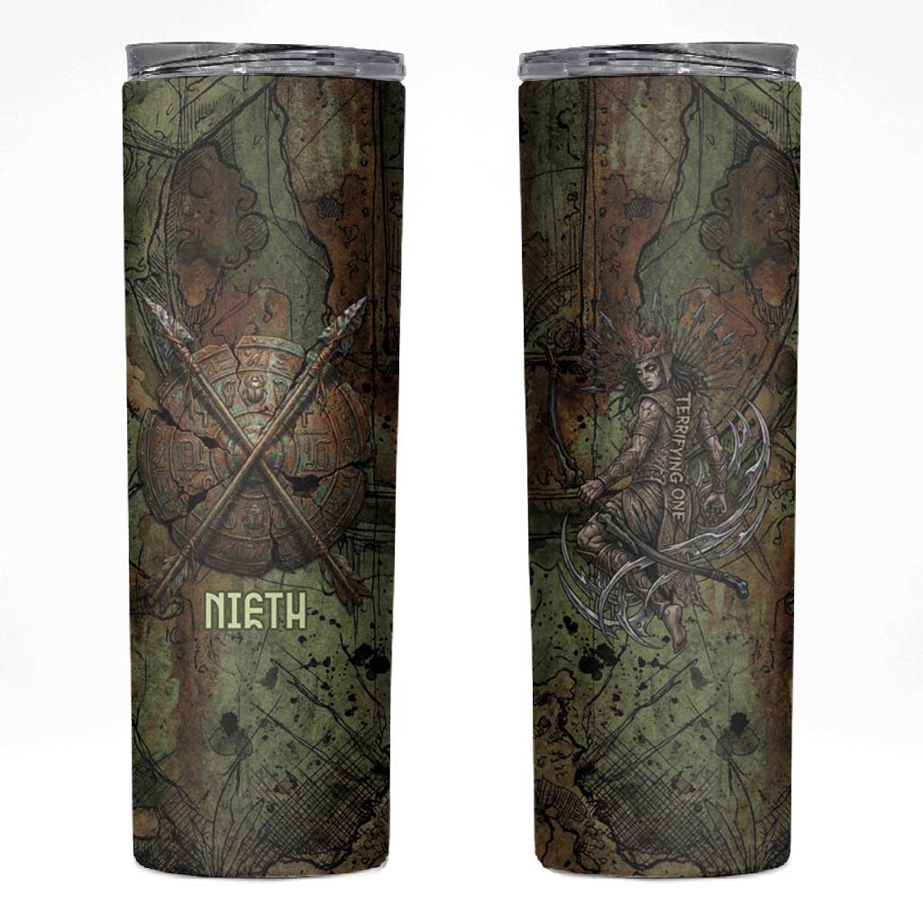 Neith Egyptian Skinny Tumbler War Goddess Terrifying One Dual Spears and Shield Battle Worn