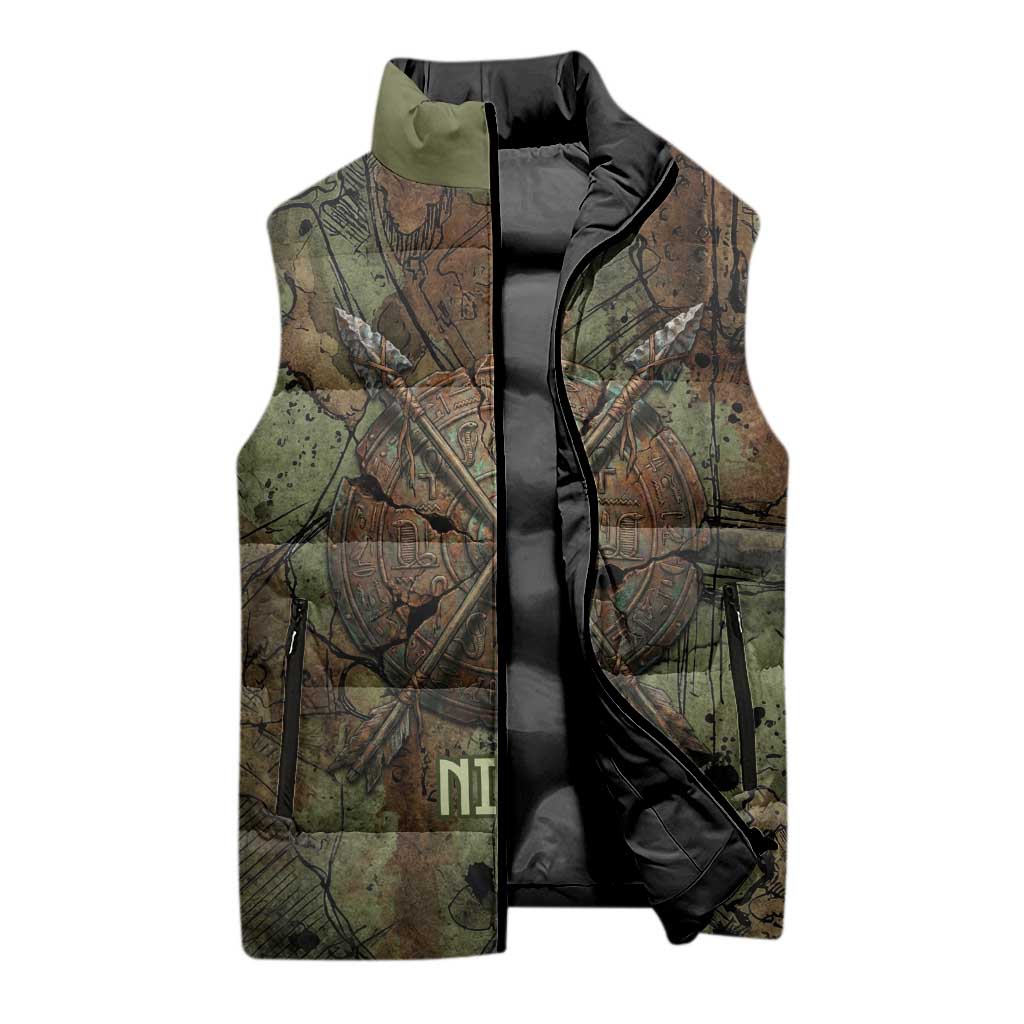 Neith Egyptian Sleeveless Puffer Jacket War Goddess Terrifying One Dual Spears and Shield Battle Worn