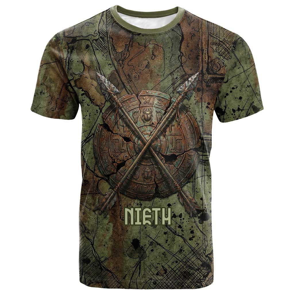 Neith Egyptian T shirt War Goddess Terrifying One Dual Spears and Shield Battle Worn