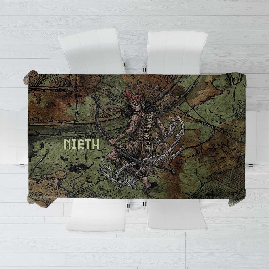 Neith Egyptian Tablecloth War Goddess Terrifying One Dual Spears and Shield Battle Worn