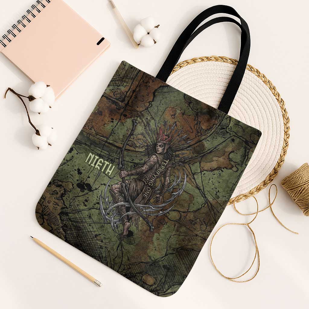 Neith Egyptian Tote Bag War Goddess Terrifying One Dual Spears and Shield Battle Worn